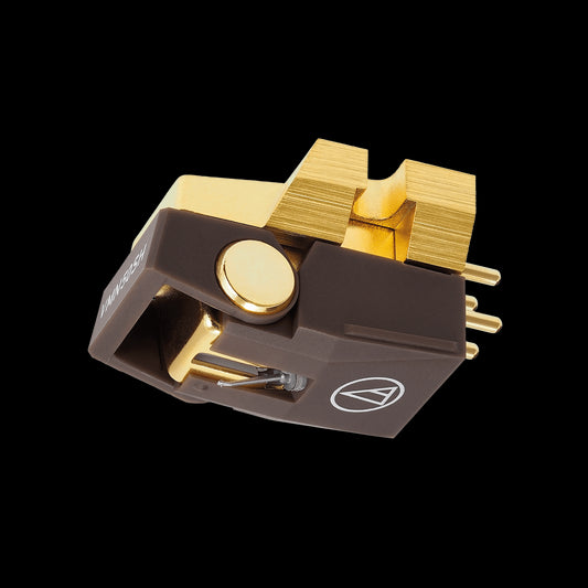 Audio-Technica VM750SH Dual Moving Magnet Stereo Cartridge with Shibata Stylus displayed on a white background.