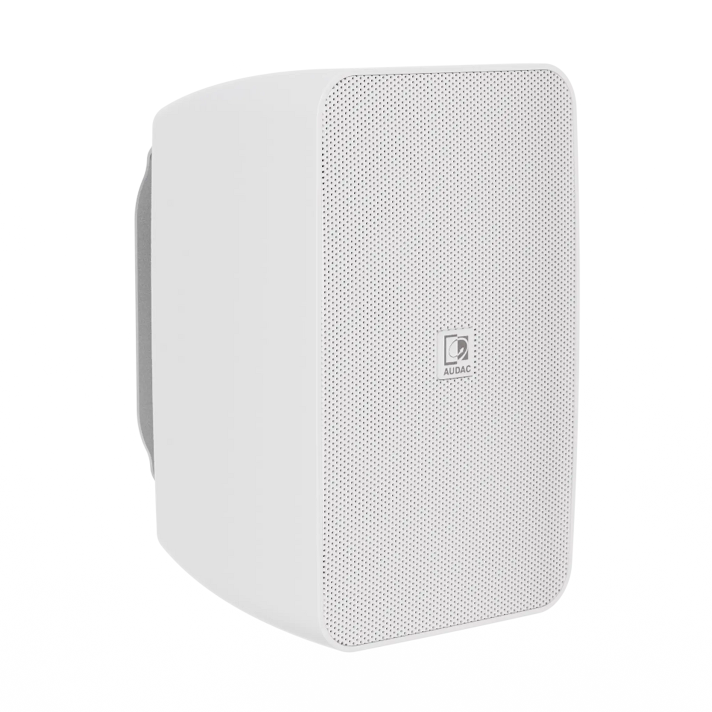 AUDAC ARES5A 2-Way Stereo Active Speaker System in white, showcasing its sleek design and dual 40W speakers.
