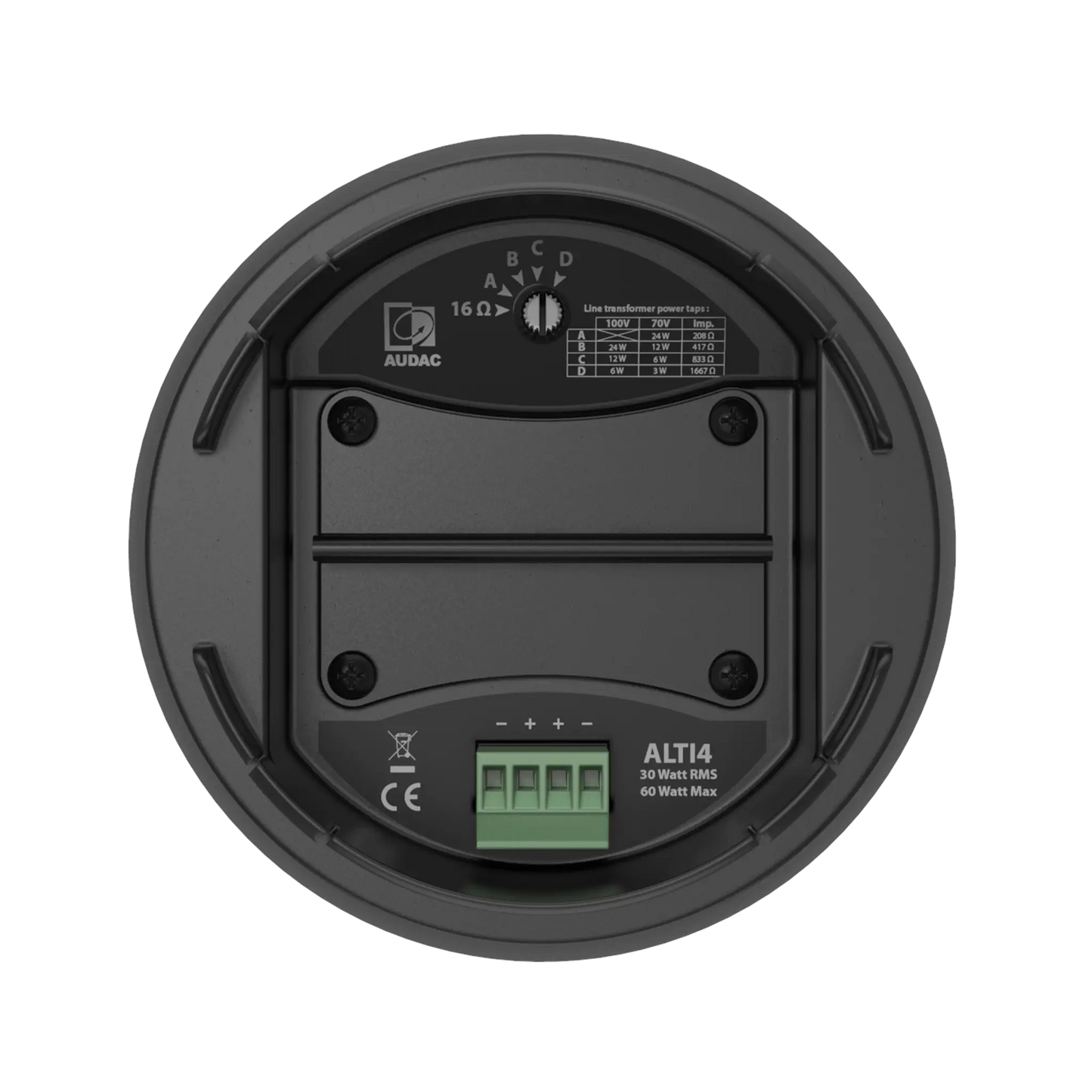 AUDAC ALTI4 2-WAY 4-inch Pendant Speaker in white, showcasing its sleek design and compact size.