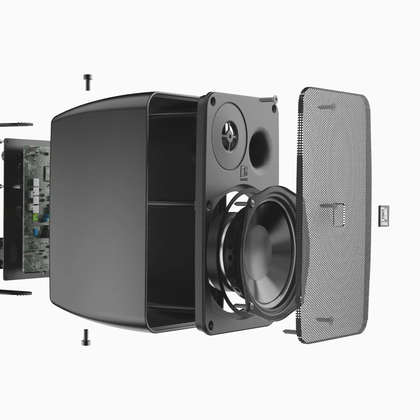 AUDAC ARES5A 2-Way Stereo Active Speaker System in white, showcasing its powerful sound experience.