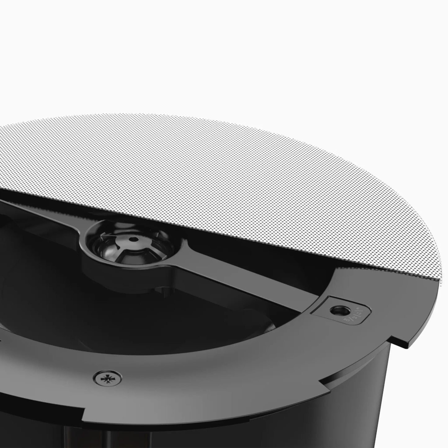 AUDAC CALI660 Safelatch 2-Way 6.5 inch Ceiling Speaker with Twist-Fix Grill in white color, showcasing its design.