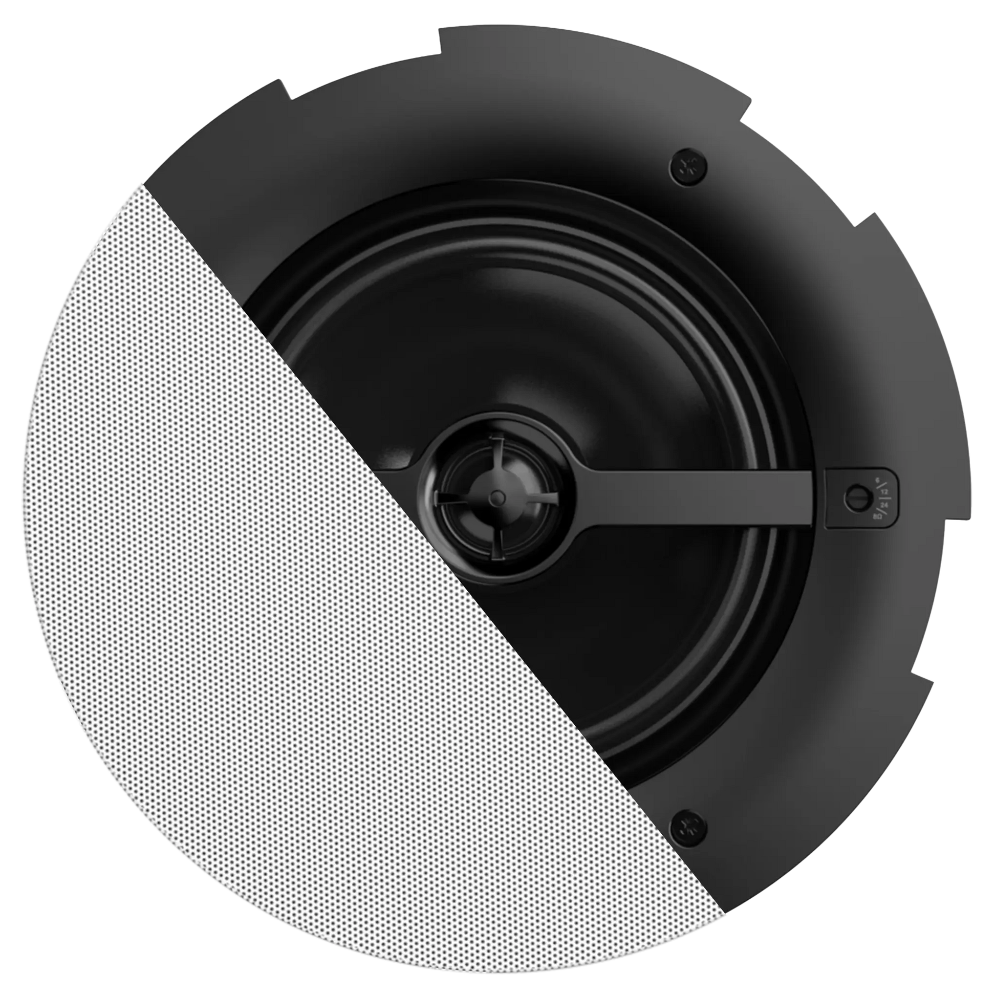 AUDAC CALI660 Safelatch 2-Way 6.5 inch ceiling speaker with a twist-fix grill in white color.