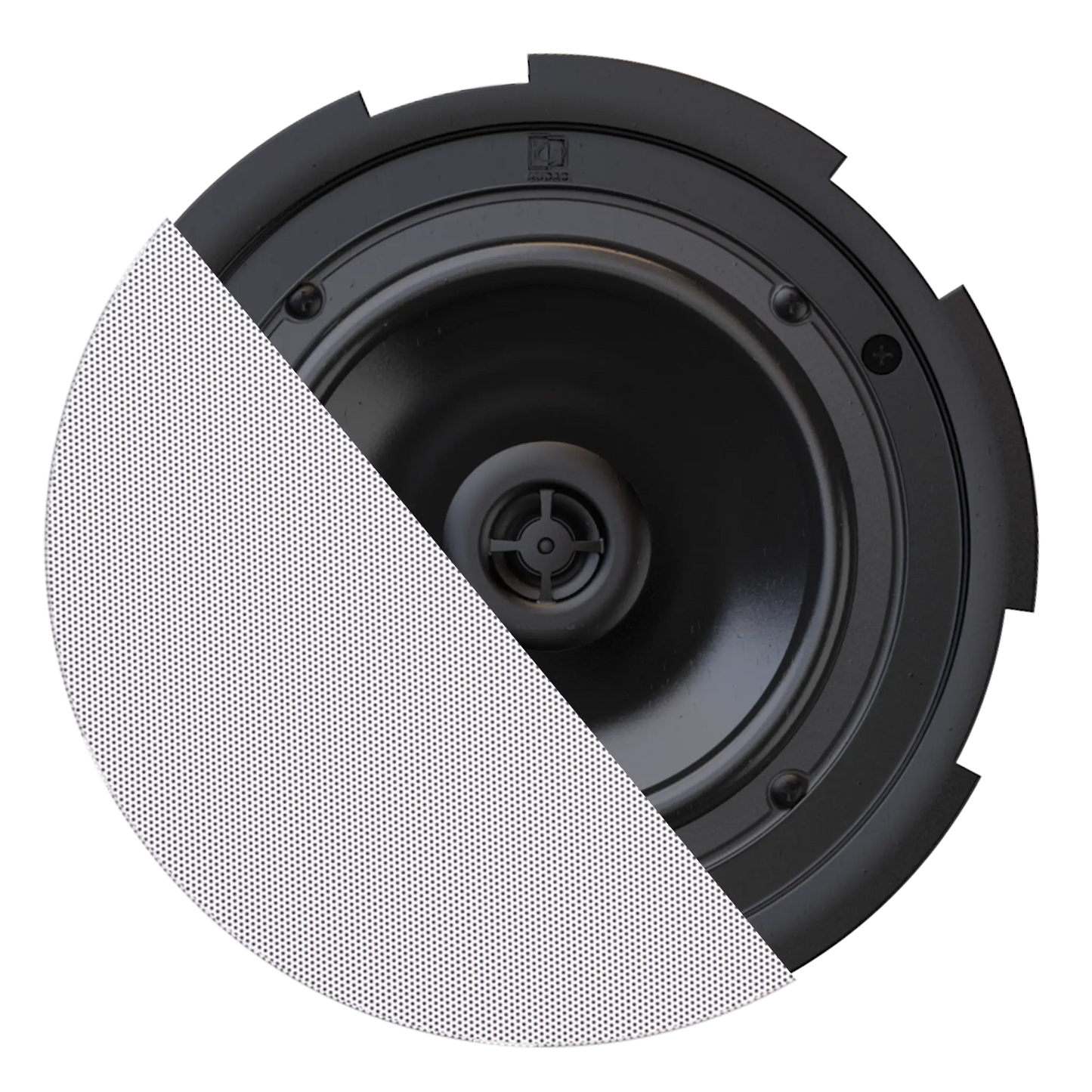AUDAC CIRA7 QuickFit 2-Way 6.5 inch Ceiling Speaker with TwistFix Grill in white color.