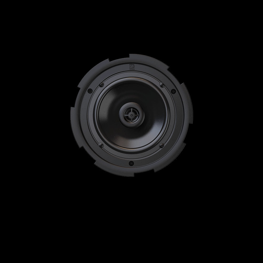 Audac QuickFit 2-way 6.5 inch ceiling speaker with TwistFix grill in white, designed for 16 Ohm compatibility.