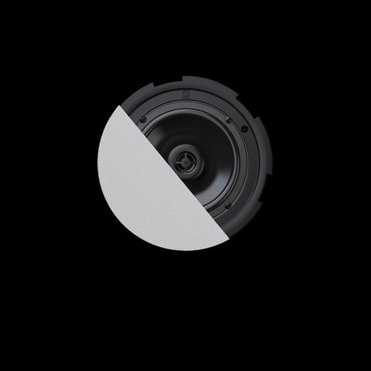 Audac QuickFit 2-way 6.5 inch ceiling speaker with TwistFix grill in white, designed for high-quality audio installation.