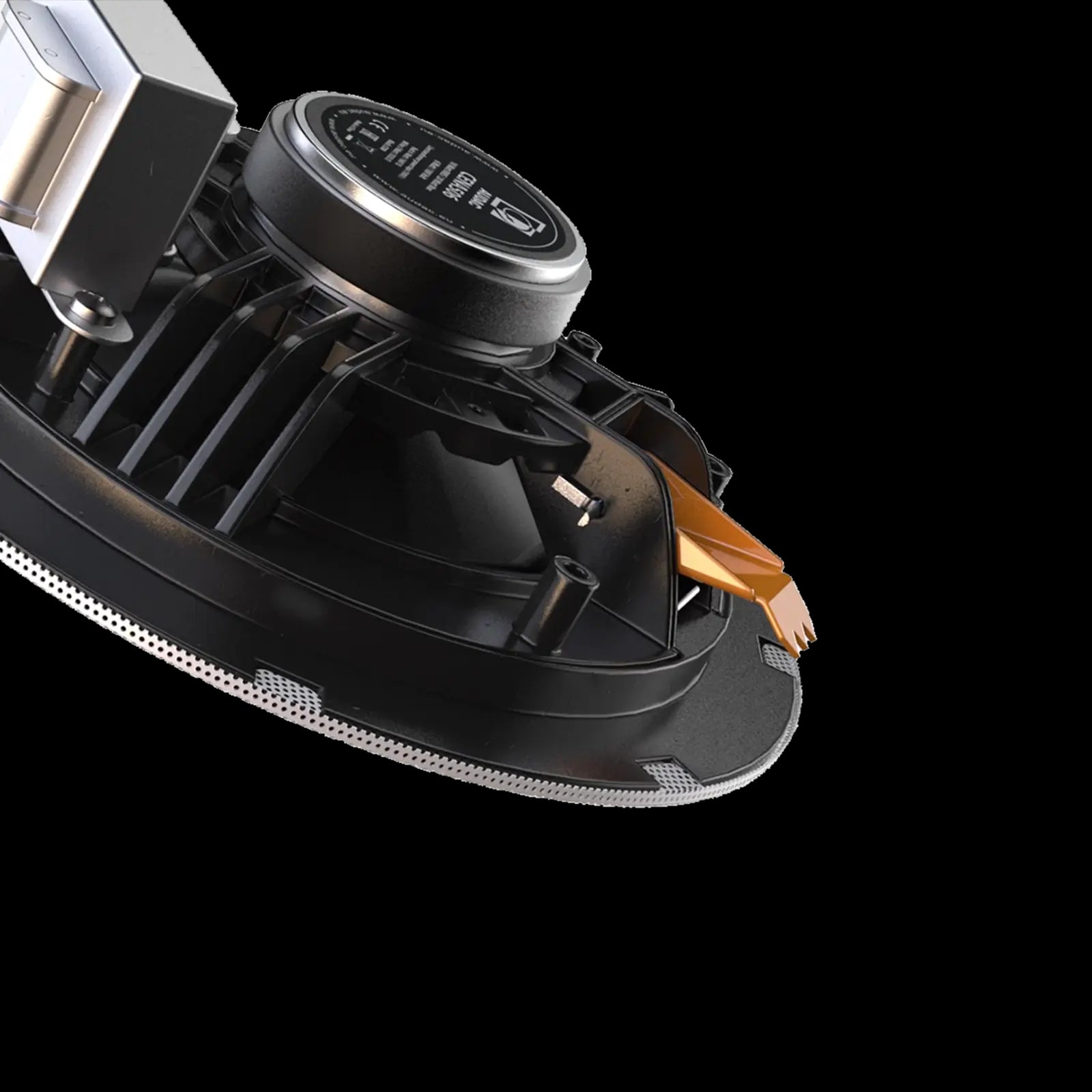 Audac SpringFit 5-inch ceiling speaker in white, designed for 100V systems, shown at an angle.