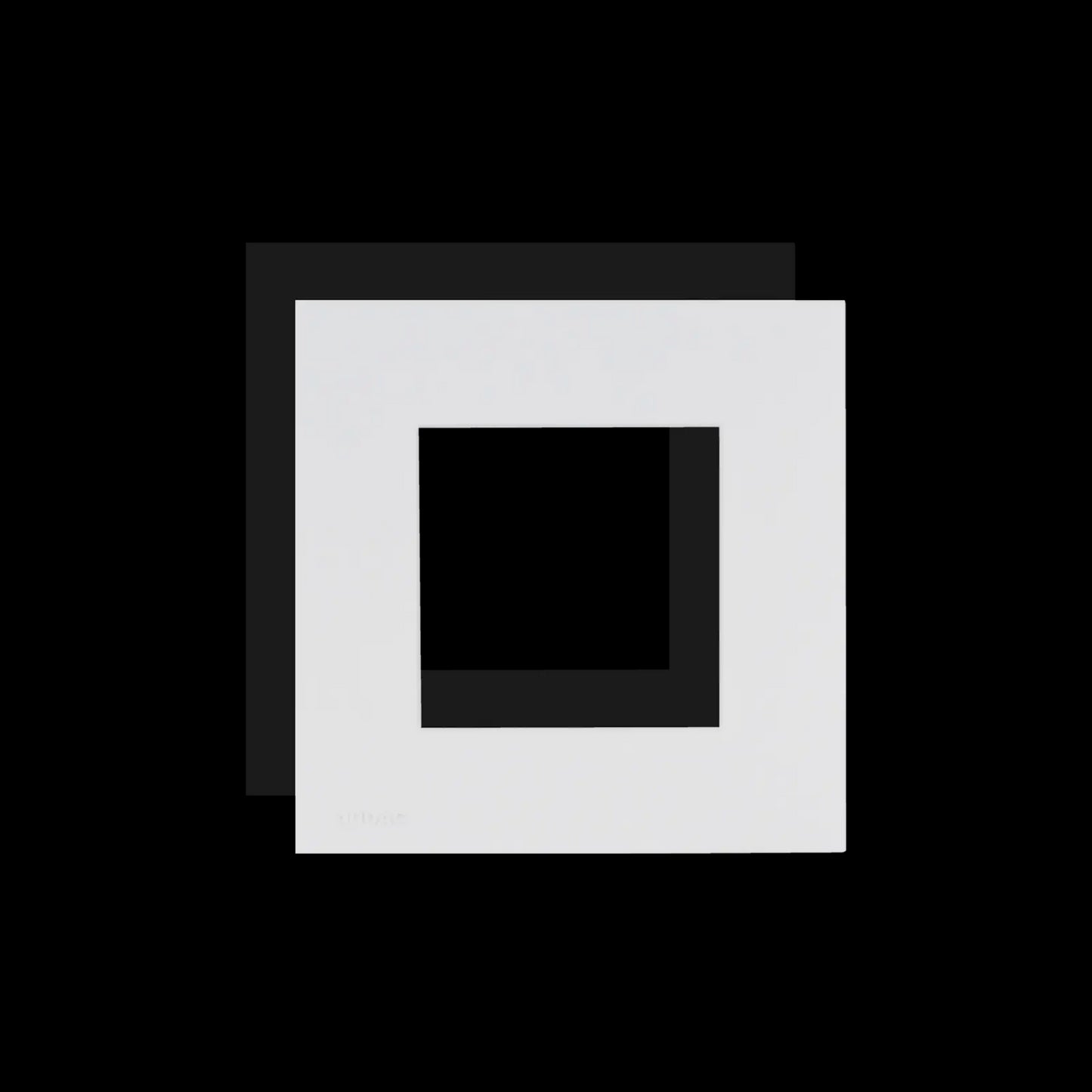 Audac cover frame single in white, measuring 45 x 45 mm, suitable for various applications.