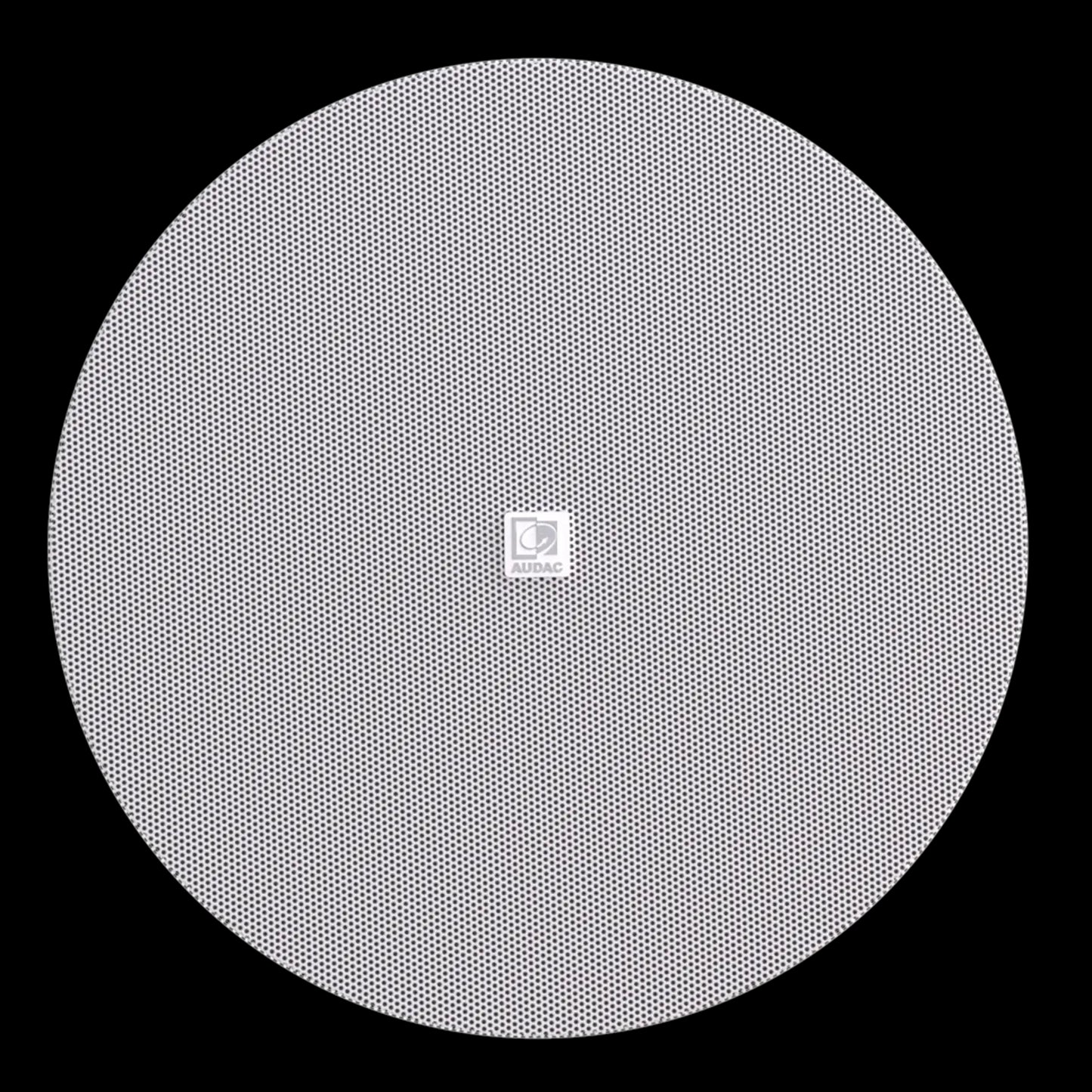 Audac SpringFit 5-inch ceiling speaker in white, designed for 100V systems, showcasing its full grill design.