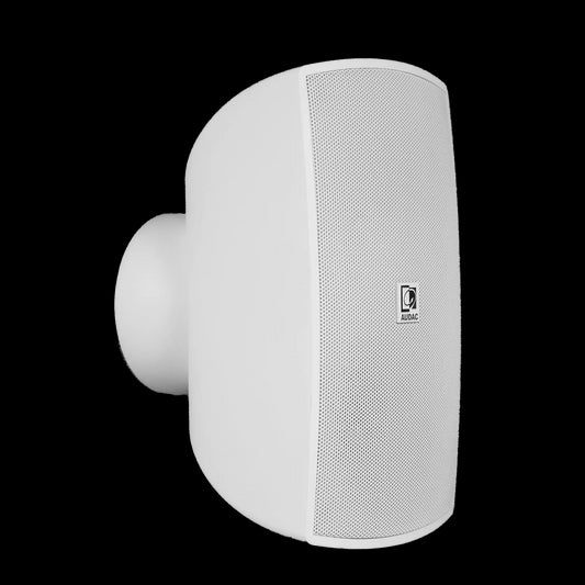 Audac wall speaker in white color with CleverMount, 6 inches, suitable for 8Ohm and 100V systems.