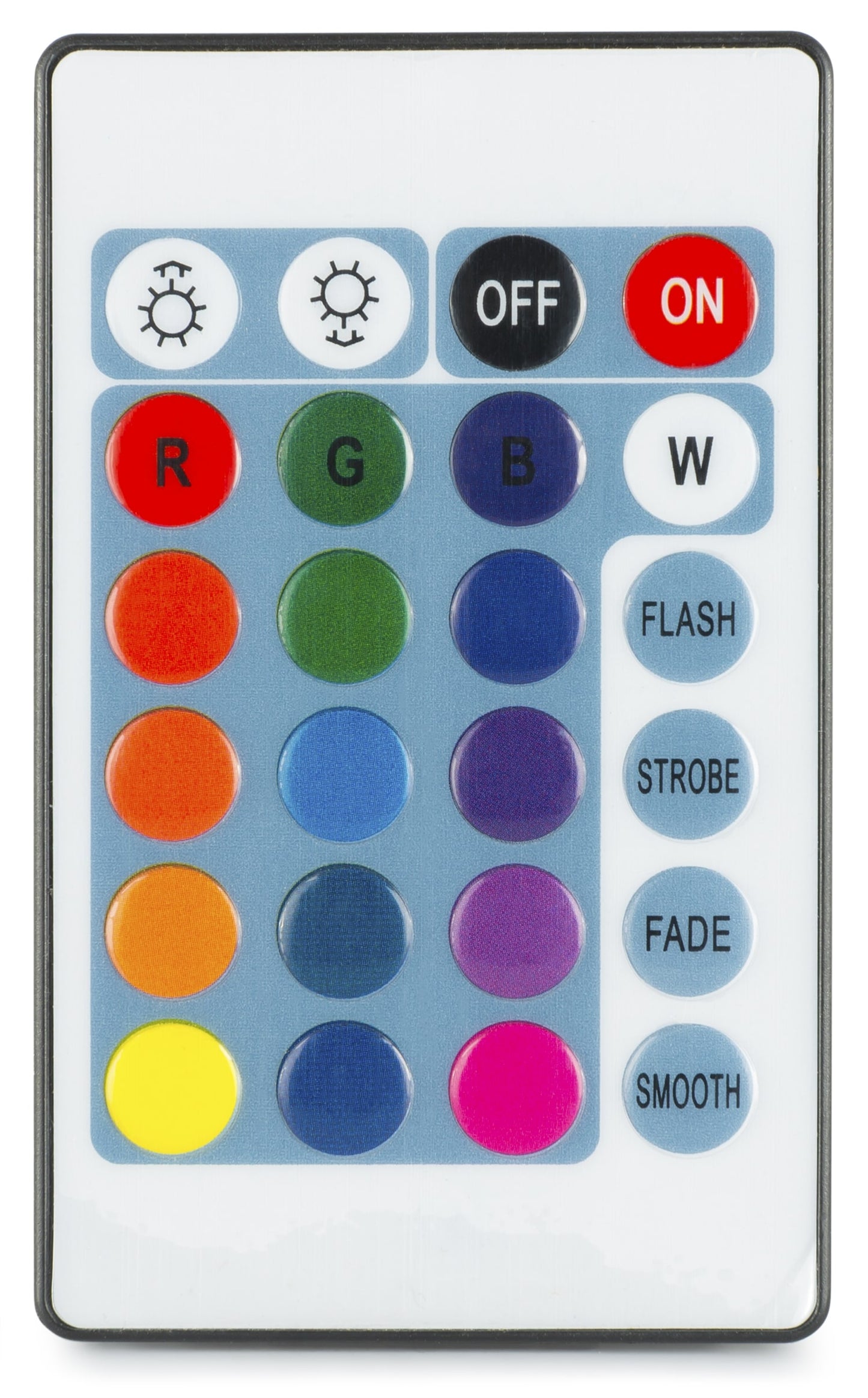 Top view of the remote control for the BWA63 AluPar IP65, 6x 3W LEDs, RGB color mixing, waterproof, aluminium housing, beamZ.