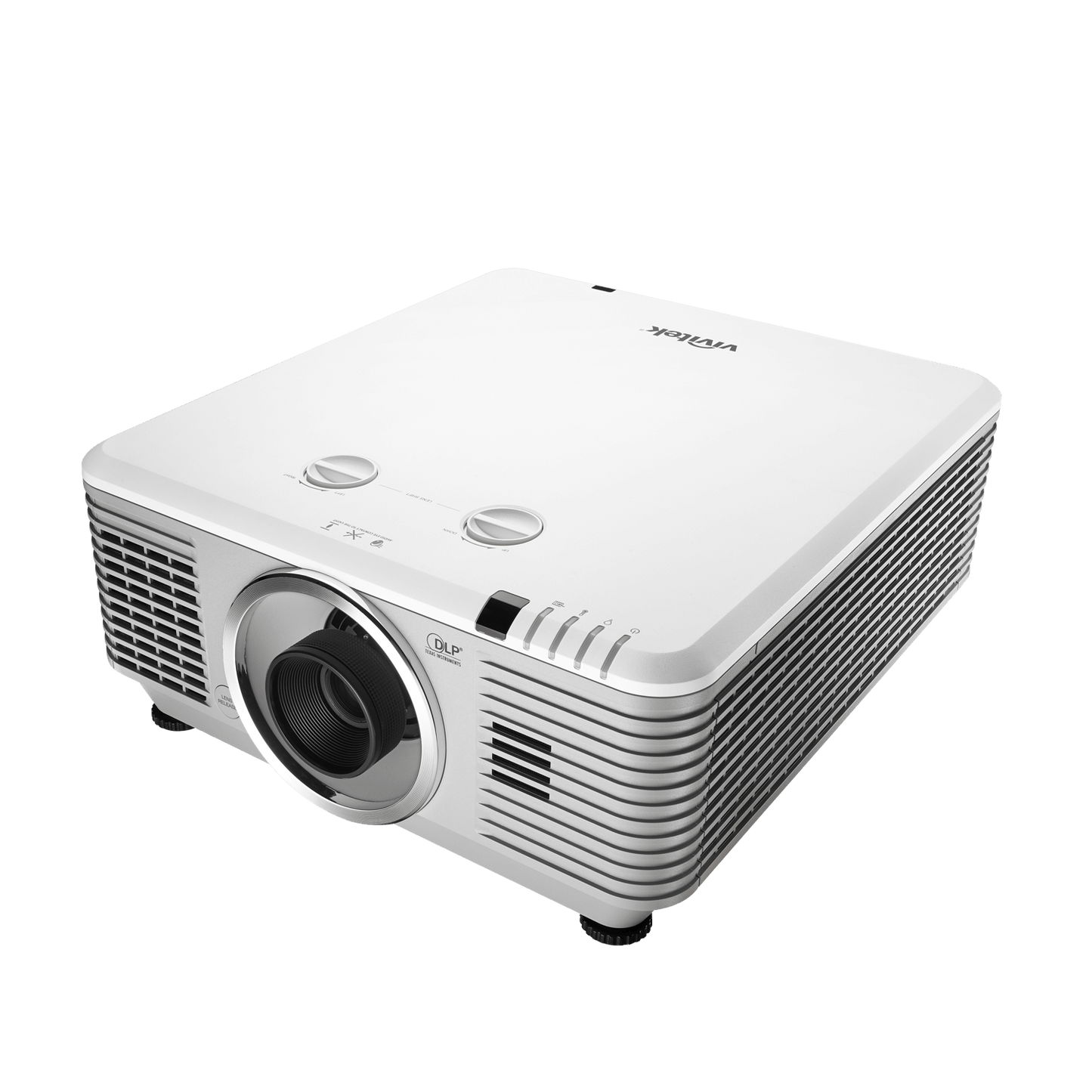 Vivitek DU7098Z WUXGA Laser DLP Projector with 7000 lumens brightness and 15,000:1 contrast ratio, featuring five optional lenses and a 5-year warranty.