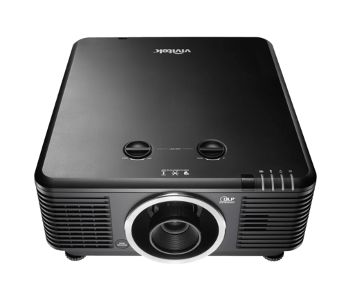 Vivitek DU7098Z WUXGA Laser DLP Projector with 7000 Lumens brightness and 15000:1 contrast ratio, showcasing its design and features.