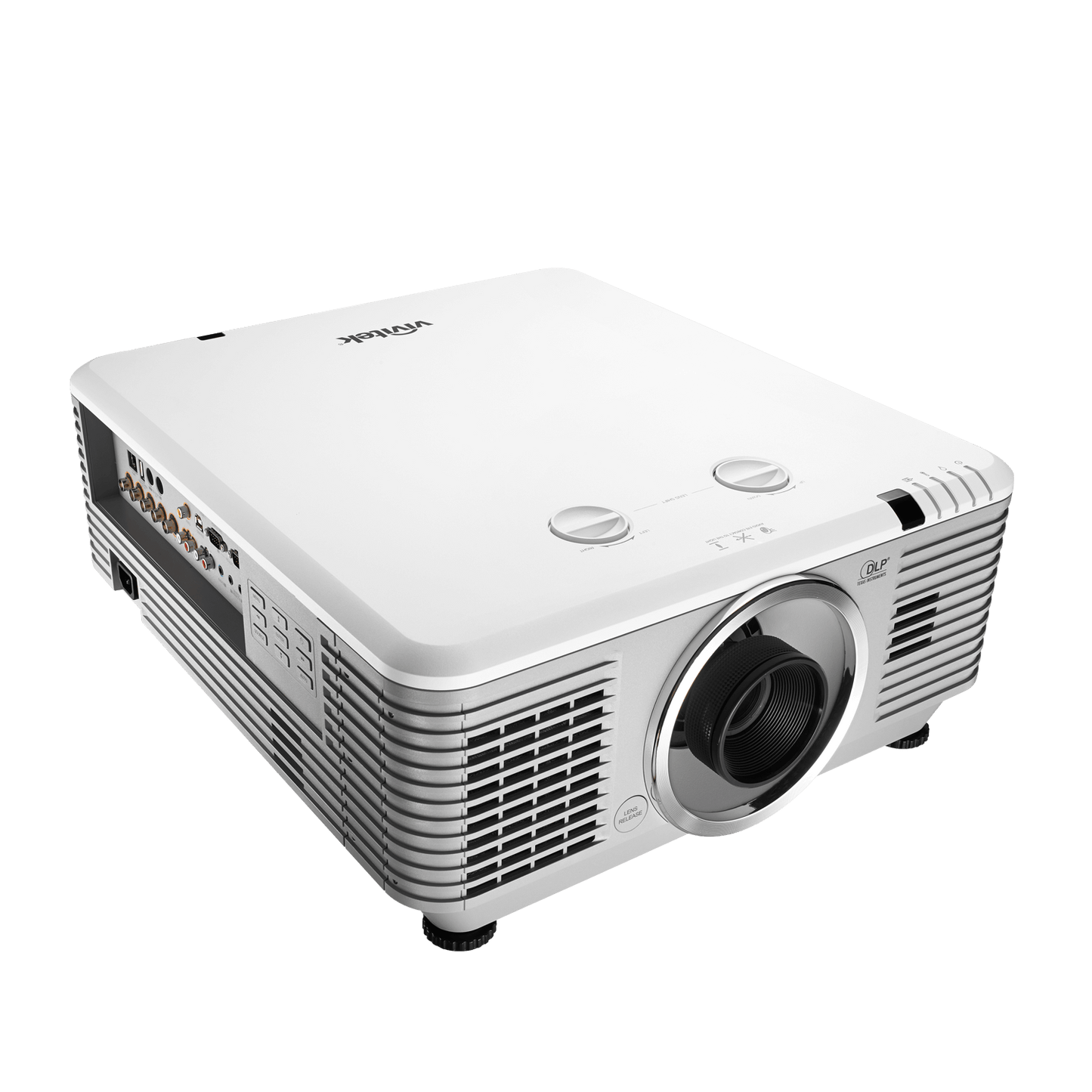 Vivitek DU7295Z WUXGA Laser DLP Projector with 9000 Lumens and 20,000:1 Contrast ratio, featuring 5 optional lenses and a 5-year warranty.
