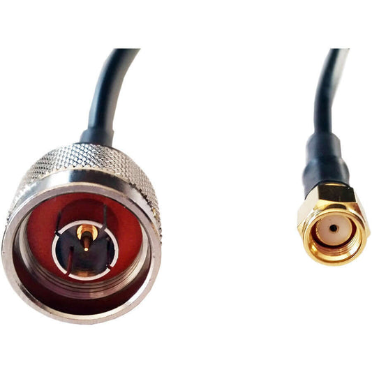 1 meter SMA R/P to N-Type Male LMR cable with a clear view of the connectors.