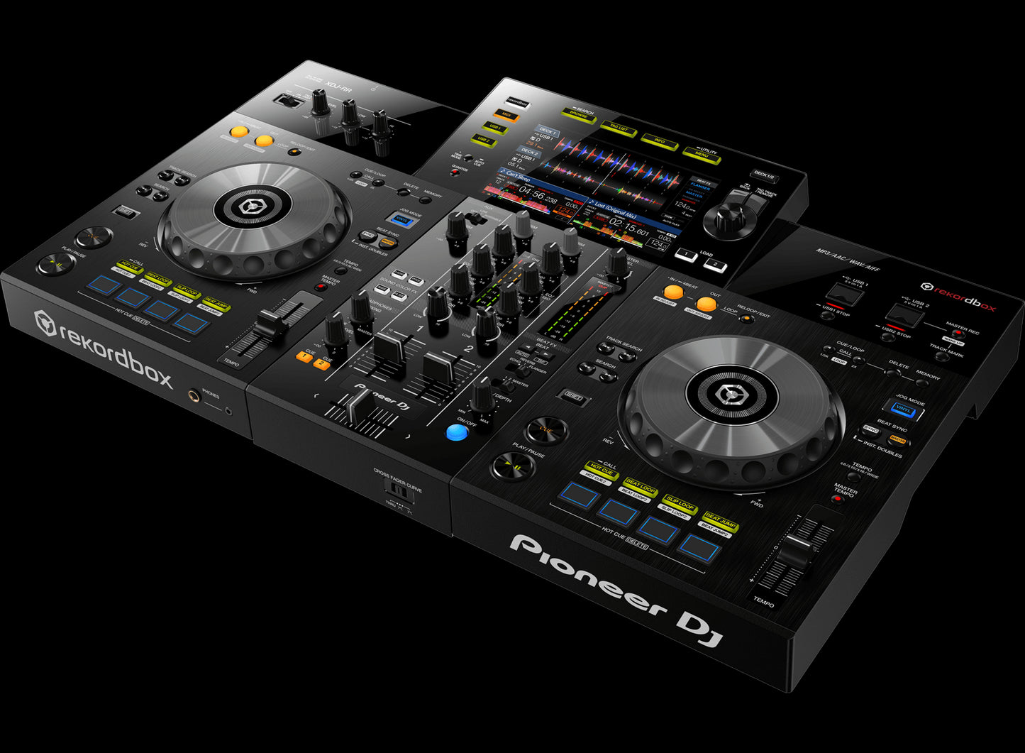 Pioneer XDJ-RR Portable 2-Channel All-In-One DJ System for Rekordbox, showcasing the device from an angled perspective.