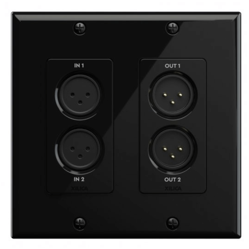 Xilica Neutrik XLR 2x2 to Dante In-Wall Module designed for EU/UK and US electrical boxes