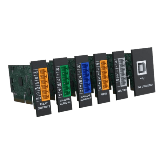 Xilica Solaro Series XC-SGP I/O Card featuring four channel GPIO with software-controlled functionality.