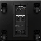 Pioneer XPRS-115S Active 15-inch Subwoofer showcasing its rear panel with various input and output connections.