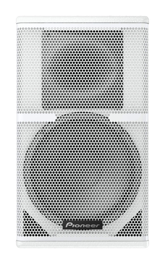 Pioneer XY-101-W 10 inch passive 2-way full-range speaker in white color with a mesh grill front view.