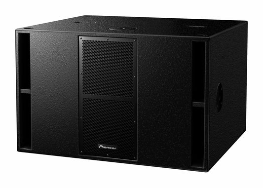 Pioneer XY-215S Dual 15-inch subwoofer designed for punchy low-frequency sound reproduction, viewed from an angled perspective.