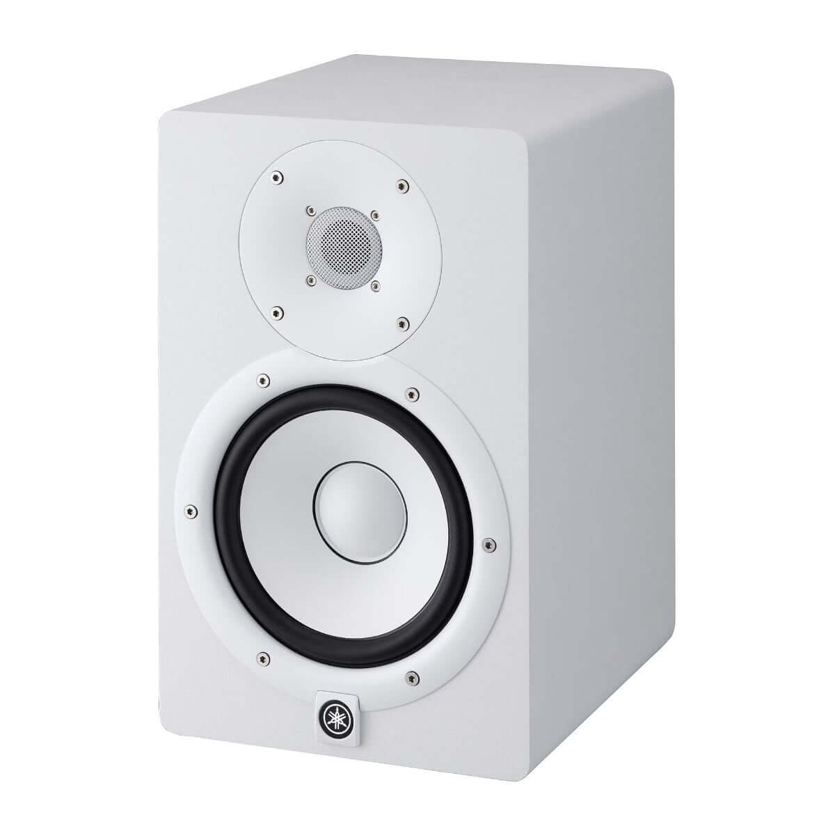 YAMAHA HS7IW 2-Way Bi-Amped Powered Studio Monitor in white, displayed against a neutral background.