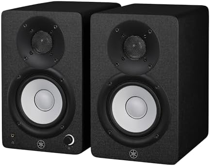Yamaha HS8 8-Inch Powered Studio Monitor in black color, showcasing its design and features.