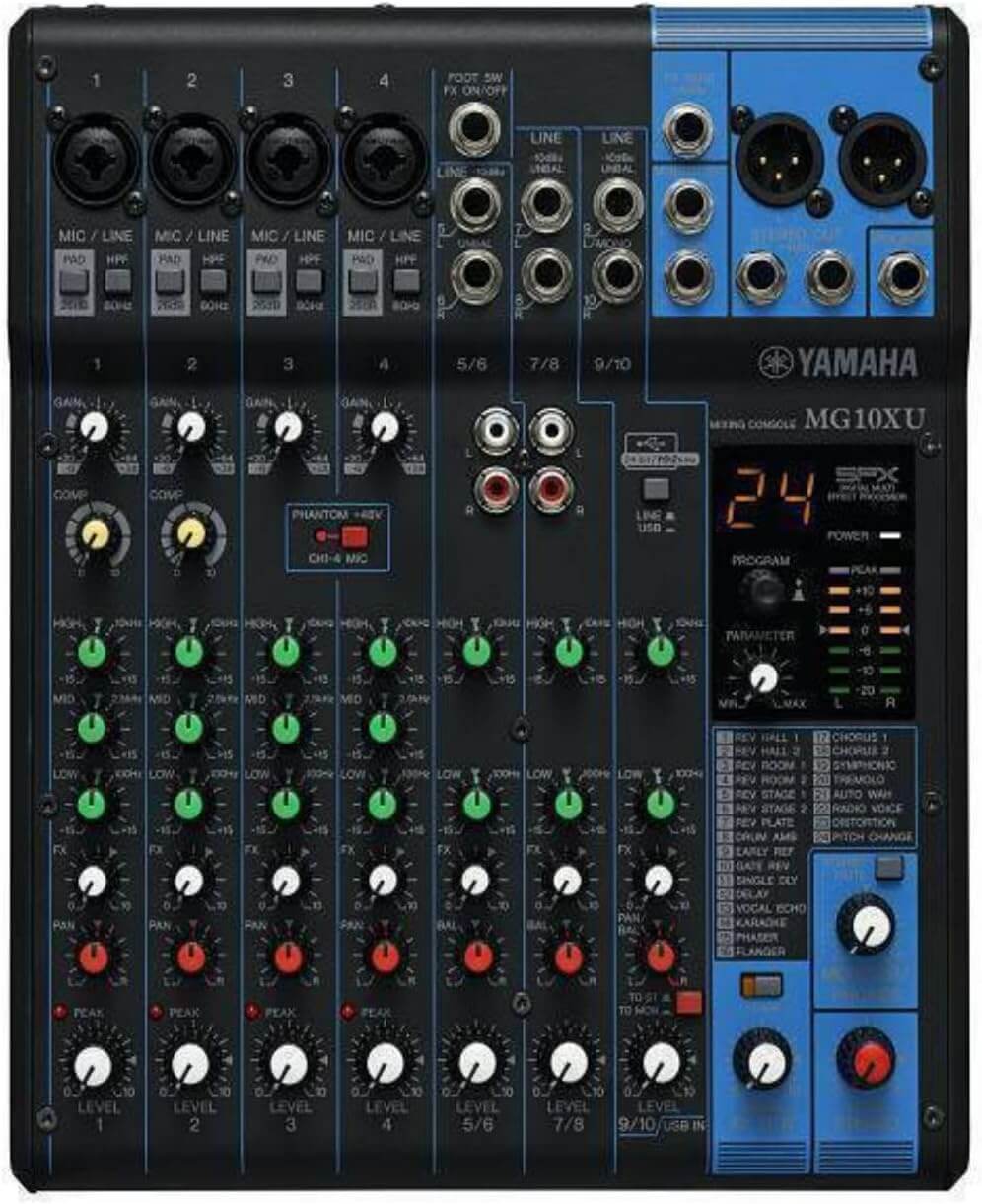 Yamaha MG10XU 10-Input Analog Mixer featuring built-in effects and USB interface