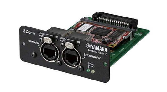 Yamaha NY64-D Dante I/O Expansion Card for TF Mixing Consoles, supporting 128 channels.