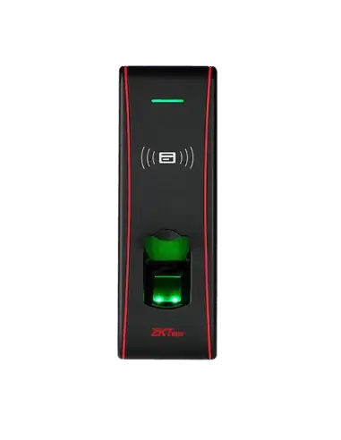ZKTeco F16 Biometric Fingerprint and RFID Reader, an outdoor device designed for secure access control.