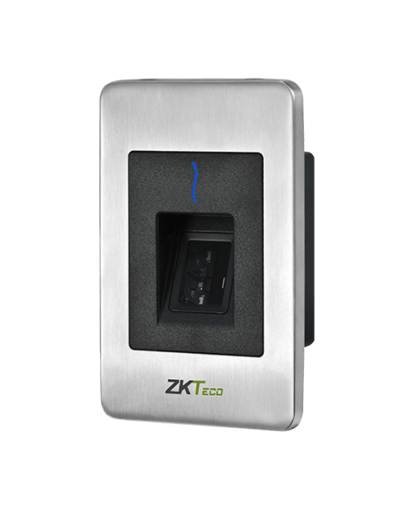 Image of the ZKTeco RS485 Flush Mounted Fingerprint Reader, a biometric device for secure access control.