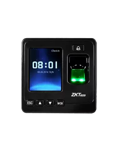ZKTeco SF100 Fingerprint Access Control Terminal showcasing its sleek design and fingerprint scanning feature.