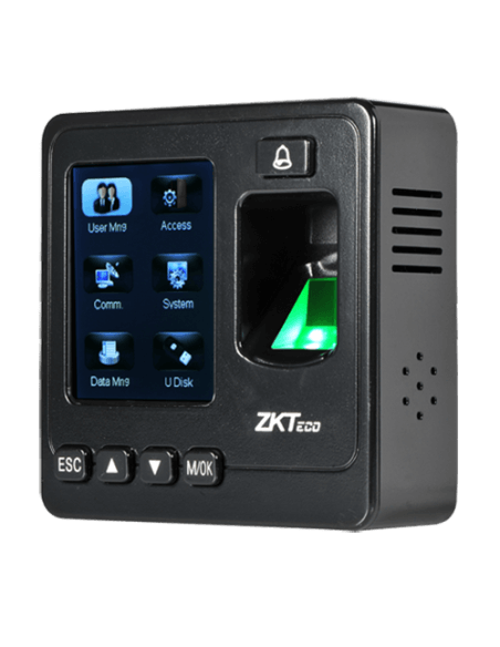 ZKTeco SF100 Fingerprint Access Control Terminal showcasing its design and functionality.