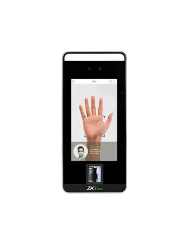 ZKTeco SpeedFace V5 access terminal featuring facial and fingerprint recognition technology.