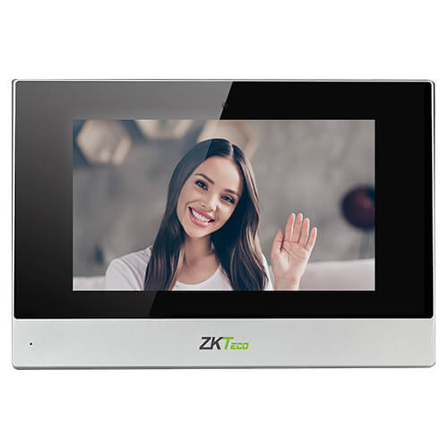 ZKTeco ZK-Teco Smart IP Video Indoor Monitor displaying a modern design suitable for indoor use.
