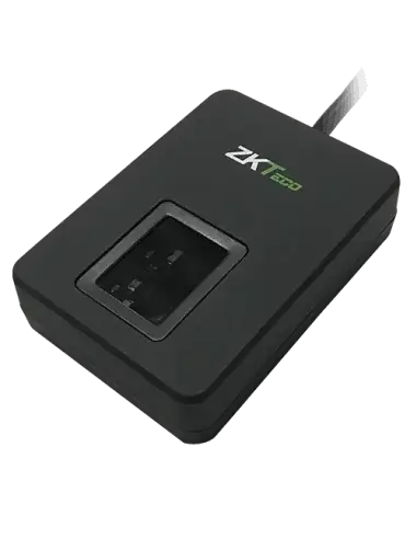 ZKTeco Desktop Fingerprint Reader showcasing its design and functionality.