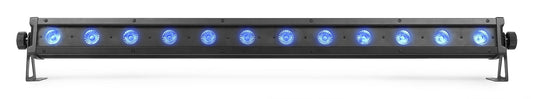 Front view of the beamZ LCB128IP LED Bar IP65 12x 8W RGBA for versatile indoor and outdoor lighting applications in Blue.