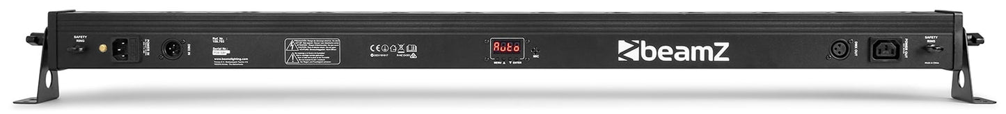 Back view of the beamZ LCB140 LED Bar with 12x 6W 4-in-1 LEDs and RGBW color mixing.
