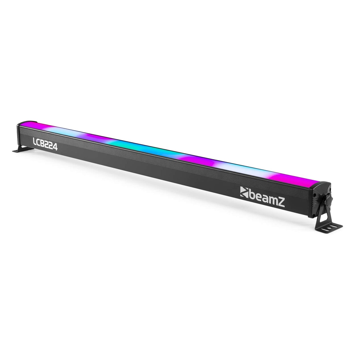 Front angled view of the beamZ LCB224 LED Bar featuring 224x SMD RGB LEDs for dynamic and vibrant lighting effects. Ideal for stages, clubs, and installations 6.