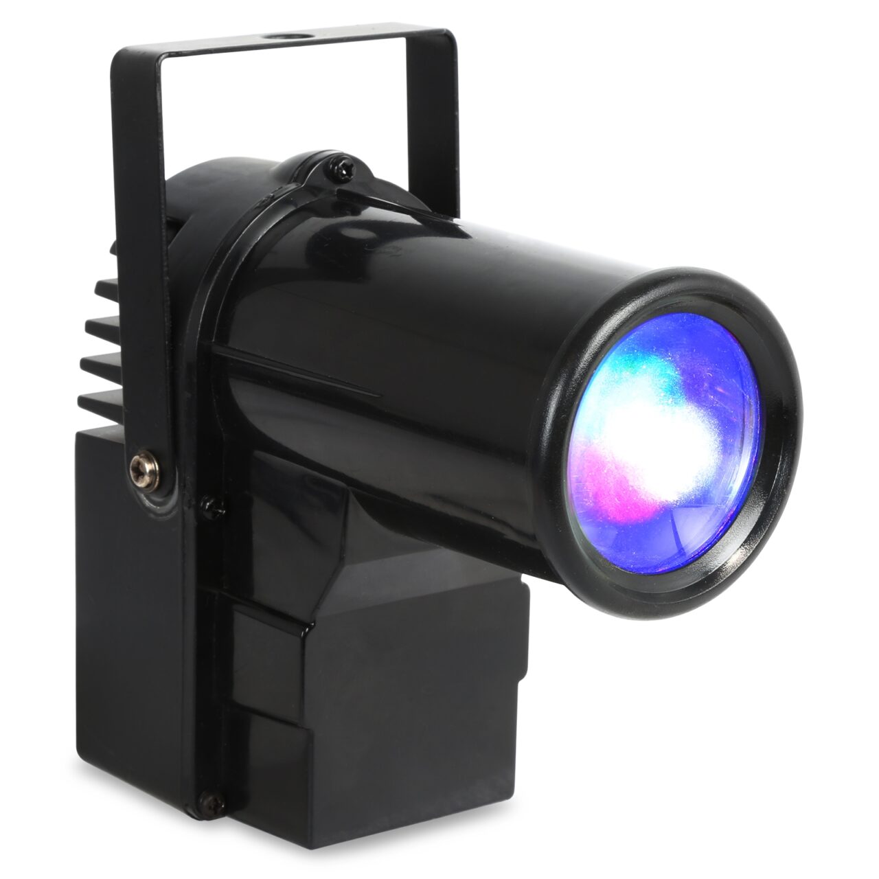 Angled view of the beamZ PS10W LED Pin Spot with 10W RGBW color mixing and DMX control 2.
