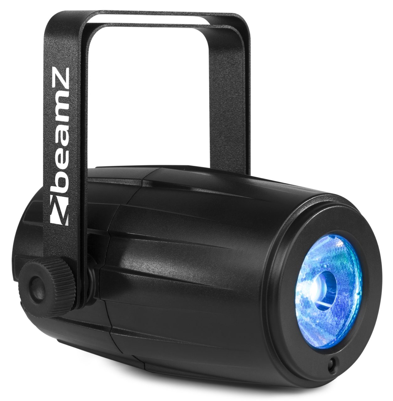 Front view of the beamZ PS12W LED Spot with 12W RGBW color mixing and remote control in blue 2.