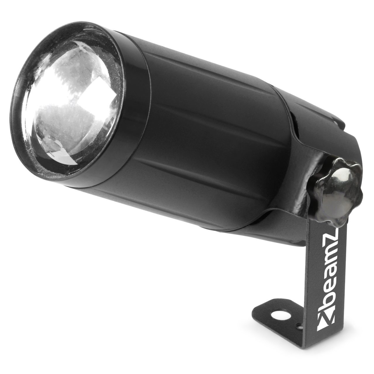 Angled view of the beamZ PS6WB Pin Spot with 6W white LED and 10° beam angle 1.