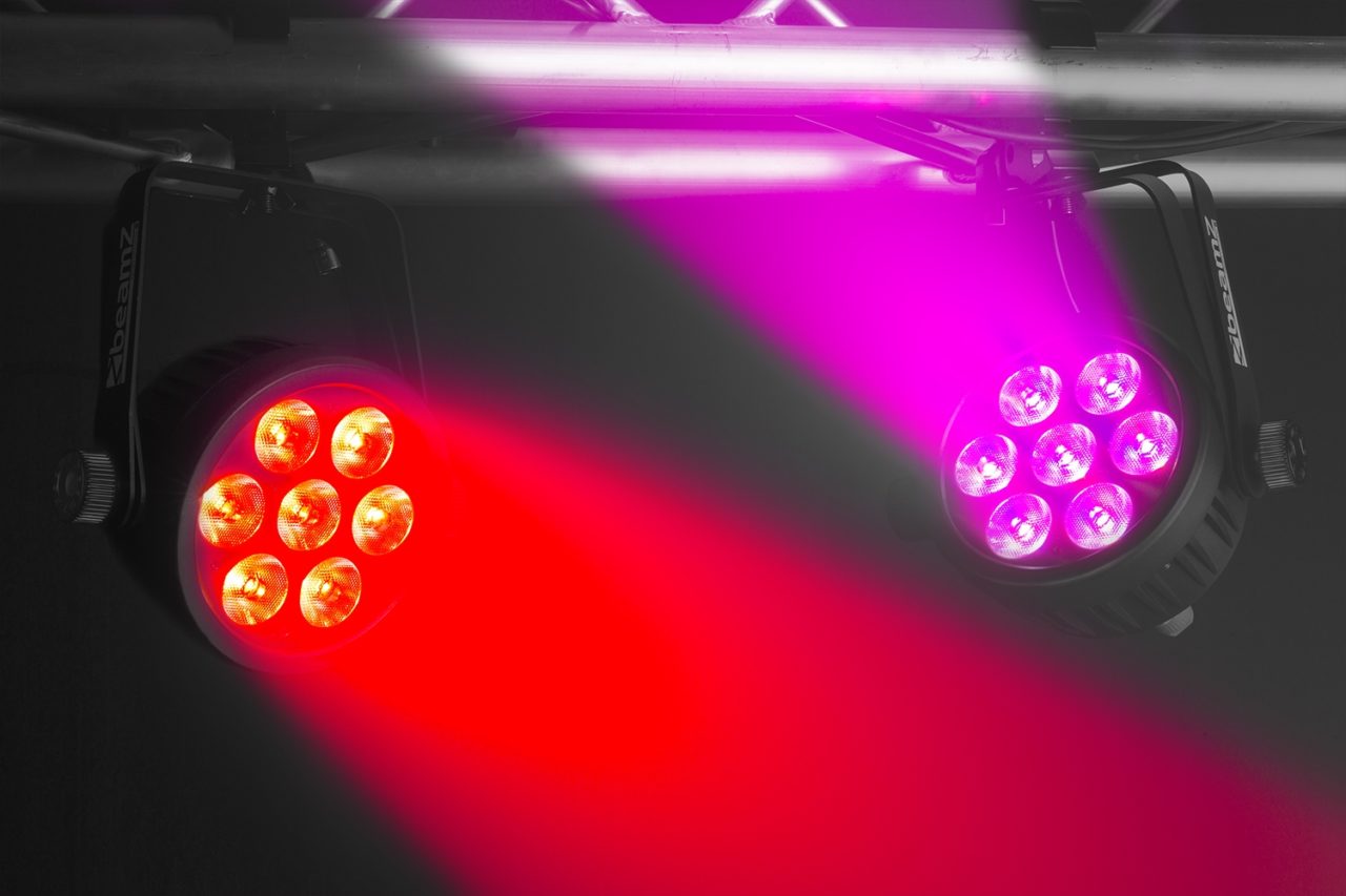 Effects view of the beamZ Pro BAC503 Aluminium ProPar with 7x 10W RGBA color mixing LEDs and remote control 2.