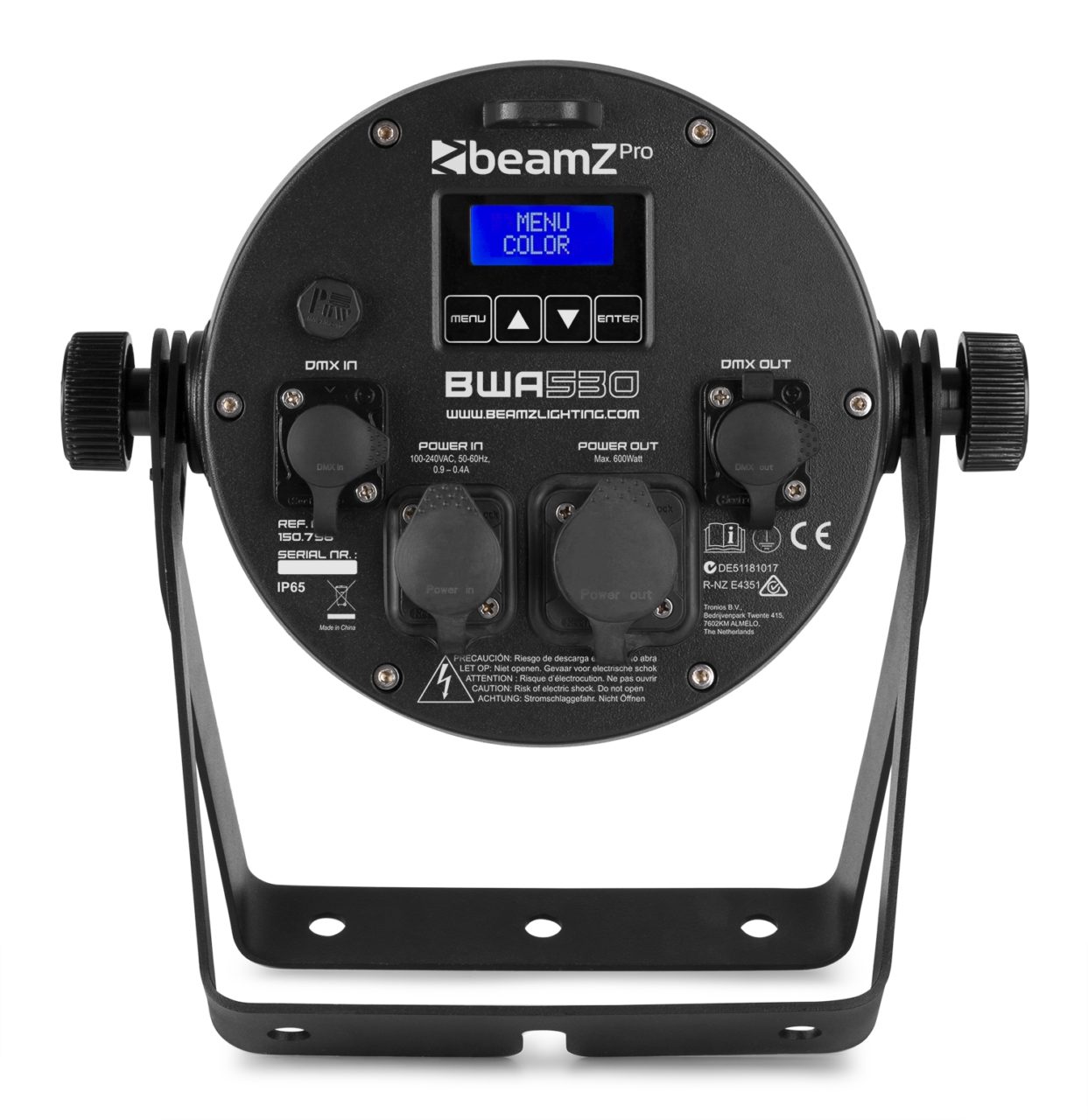 Back view of the beamZ Pro BWA530 Aluminium IP65 LED PAR 7x 10W 4-in-1 for Outdoor Lighting 1.