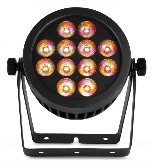 Front view of the beamZ Pro BWA534 Aluminium IP65 LED PAR 12x 15W 6-in-1 for Outdoor Lighting in Red.