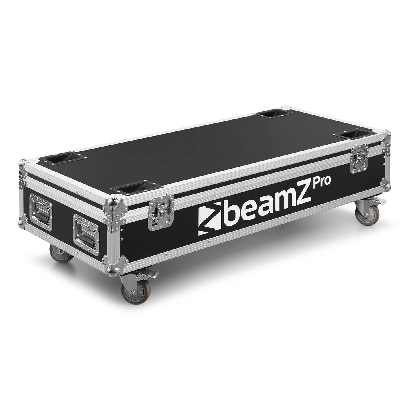 Top view of the closed flightcase for the beamZ Pro Kratos LED Tube Set with 8 RGBW LED tubes, IP65 weatherproof, and wireless control.