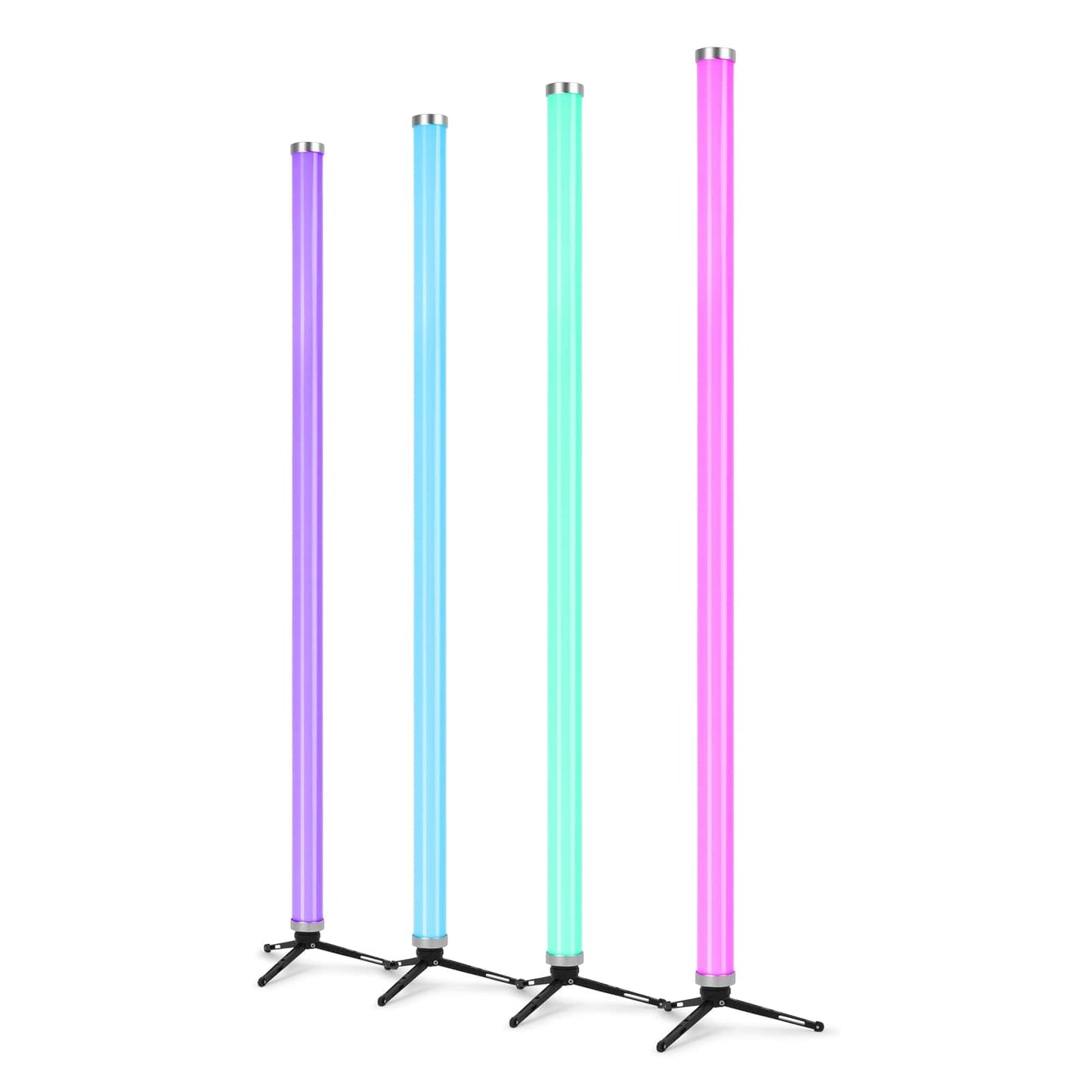 Angled view of the 8 RGBW LED tubes, IP65 weatherproof, and wireless control 2.