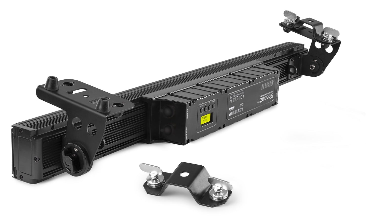 Top angled view of the beamZ Pro LCB1215IP LED Bar IP65 12x 15W 6-in-1 LEDs for professional and versatile outdoor lighting applications with mounting brackets.