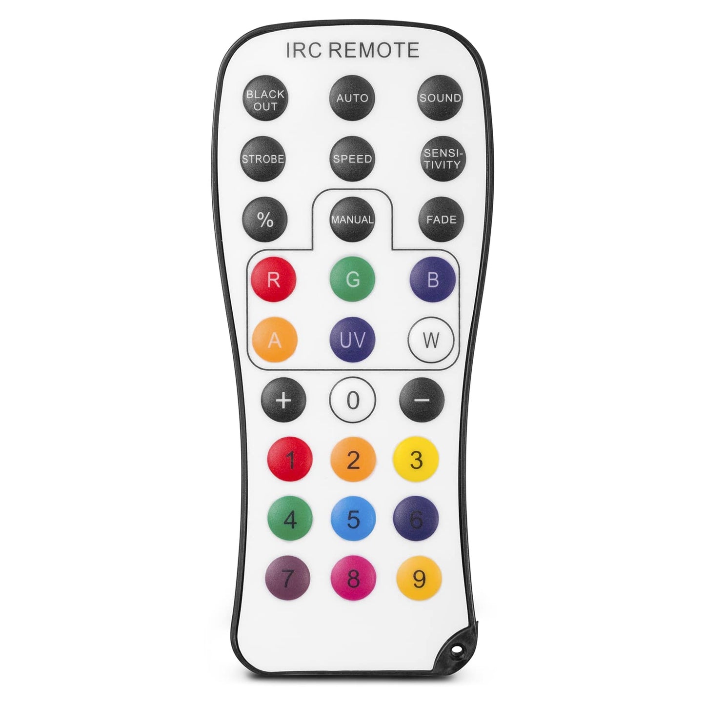 Top view of the remote control for the beamZ Pro WBP1212IP Aluminium IP65 Battery LED PAR with 6-in-1 LEDs.
