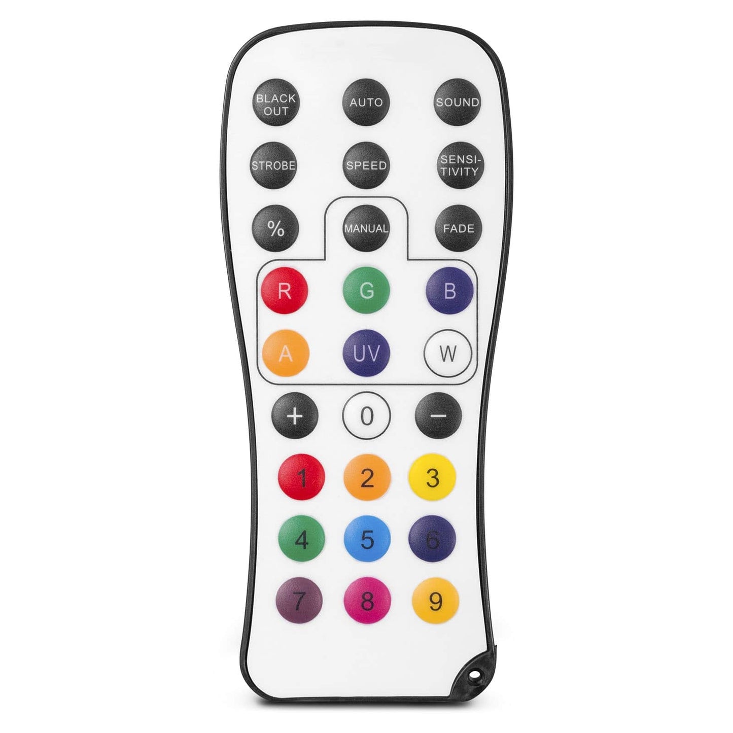 Top view of the remote control for the beamZ Pro WBP912IP Aluminium IP65 Battery LED Par with 6-in-1 LEDs.