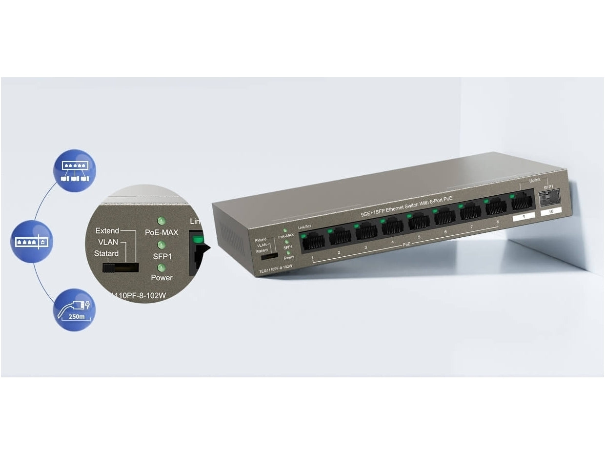 Tenda 8-Port Gigabit PoE Desktop Switch